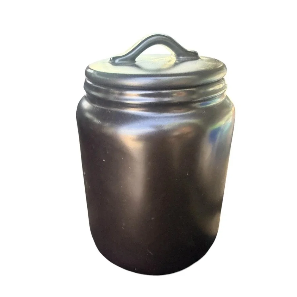 Rae Dunn HAUNTED Black Halloween Ceramic Canister w/ Lid Artisan Collection